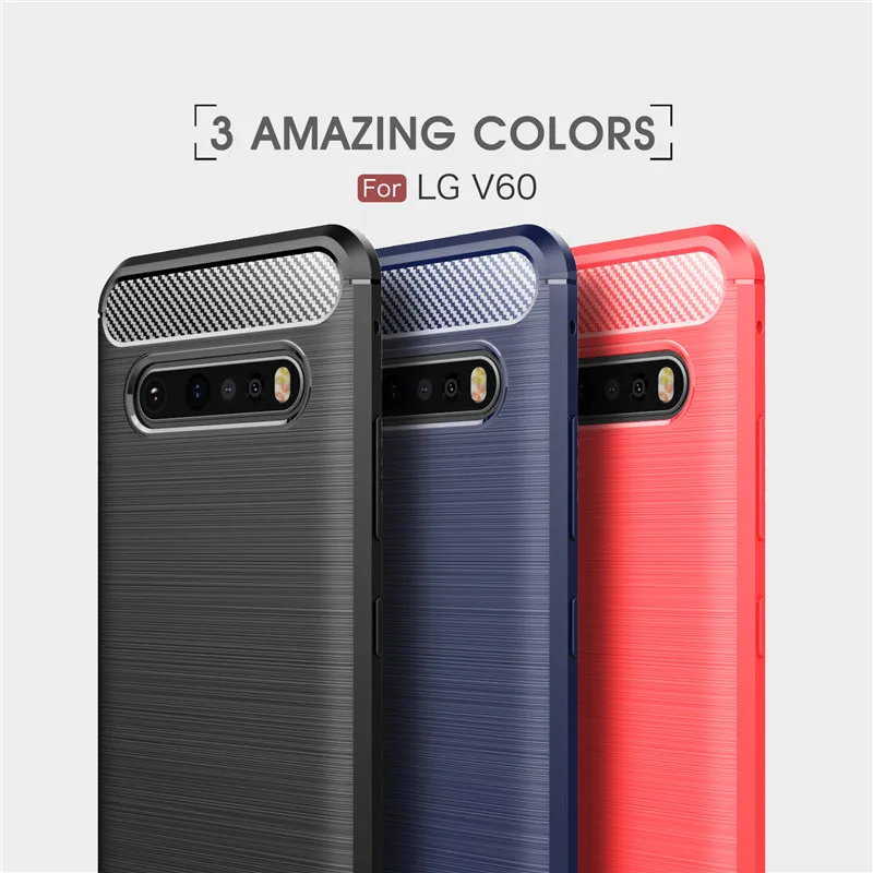 

Soft Carbon Fiber Case For LG V60 ThinQ K61 Cover Housings Shockproof Brushed Back Funda Phone Bumper For LG V60 ThinQ 5G K61