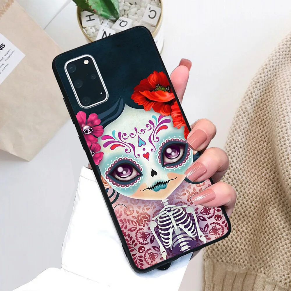 

For Samsung Galaxy Amelia Calavera Sugar Skull Soft TPU Black Border Samsung Galaxy Case