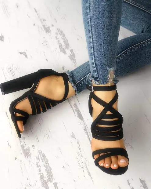 

2020 Summer PVC Gladiator Sandals Women Open Toe Ankle Strap Lace Up High Heels Pumps Fashion Party Dress Women Sandalias