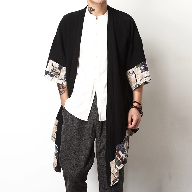 Японское кимоно мужской кардиган Haori Yukata мужское винтажная одежда Японская