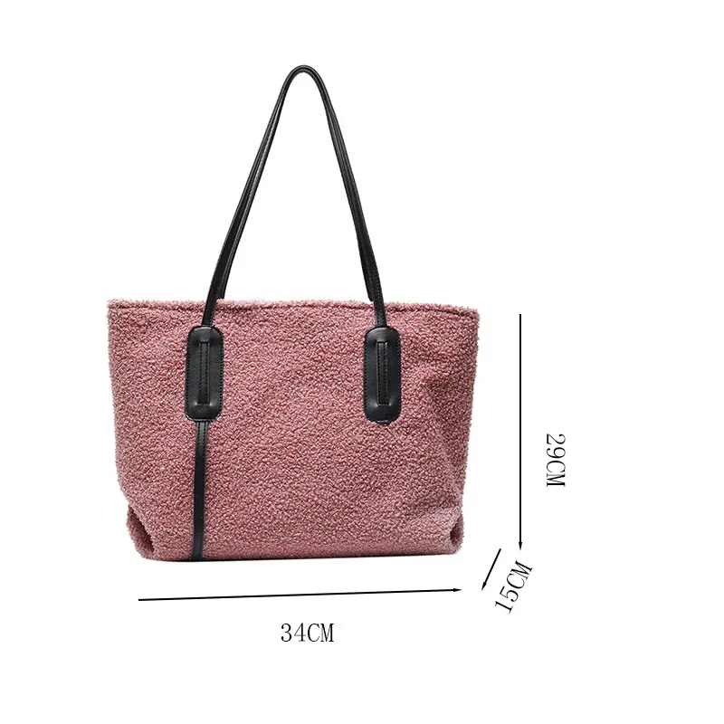 

Winter New Original Women Tote Bag Hot-selling Fashion Coral Fleece Soft Handbag Female Large Shopper Bag Shoulder For Women