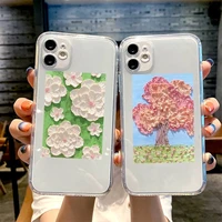 creative three dimensional oil painting phone case for iphone 13 12 11 8 7 plus mini x xs xr pro max transparent soft