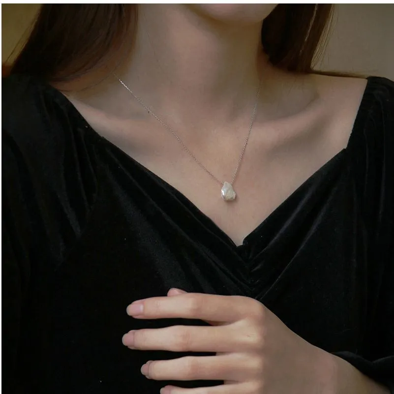 Ожерелье-цепочка с натуральным пресноводным жемчугом украшение из