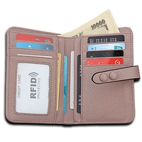 retro genuine leather women purse fashion travel id card cover holder rfid cards organizer top layer litchi cowhide wallet