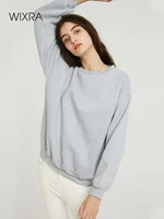 wixra women basic sweatshirts solid women classic o neck long sleeve 2019 autumn winter velvet loose pullover tops