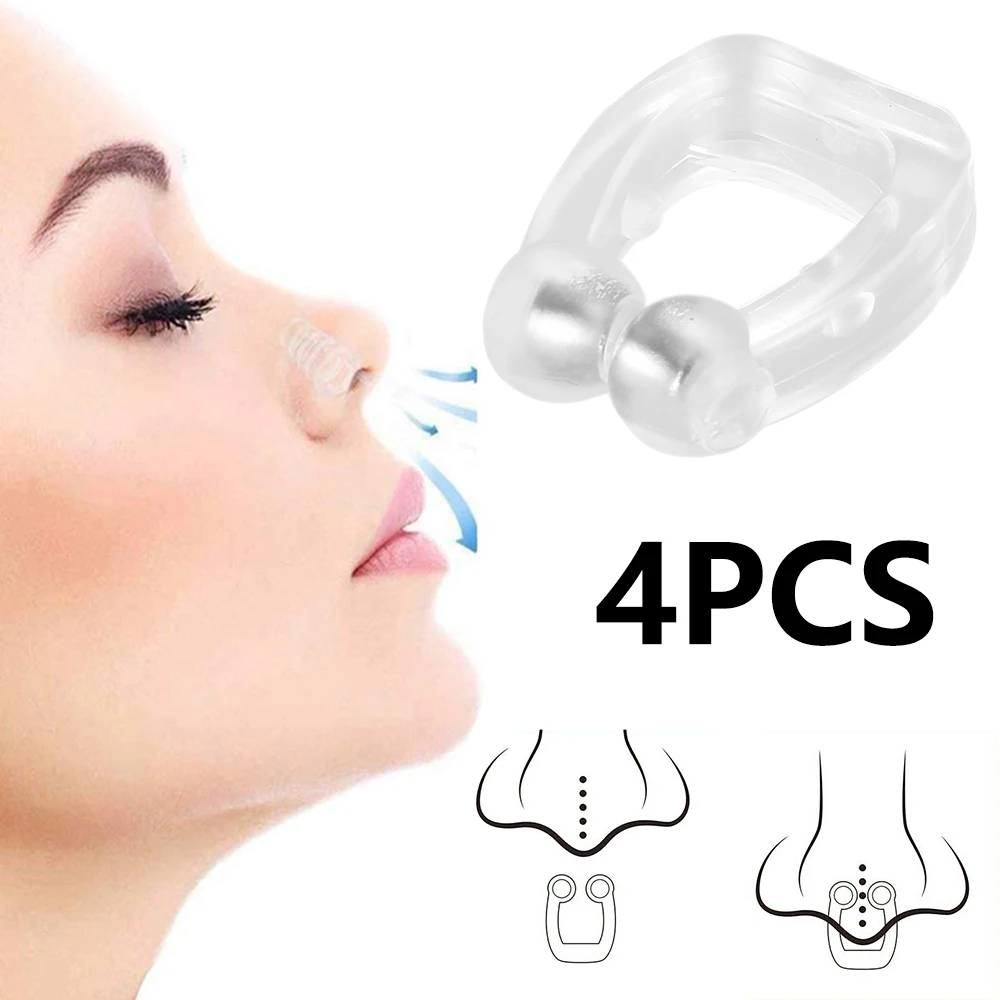 Мини Силиконовый магнитный зажим для носа против храпа и 4 шт. поднос сна защита