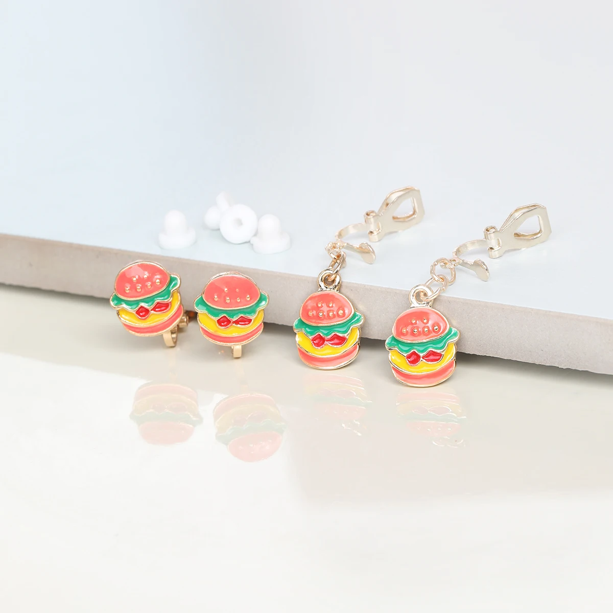 

Простые 2021 новые готические серьги с бургером 2/пара, поддельные безболезненные пирсинг, женские серьги, подарок