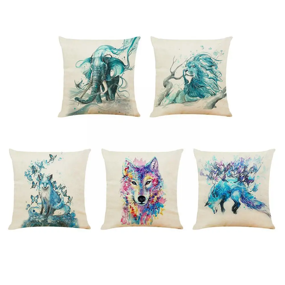 

1PC Art Animal Printed Cushion Covers Decorative Throw Living Pillowcase Sofa Home 45X45CM Decor Art Room Pillow Case H2E5