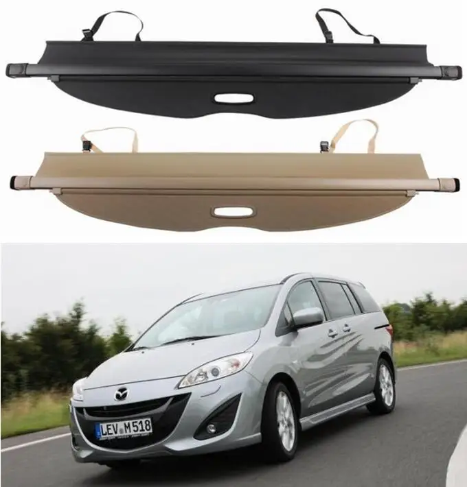 

High Quality Rear Trunk Security Screen Privacy Shield Cargo Cover For Mazda 5 M5 2007-2019 (Black Beige)