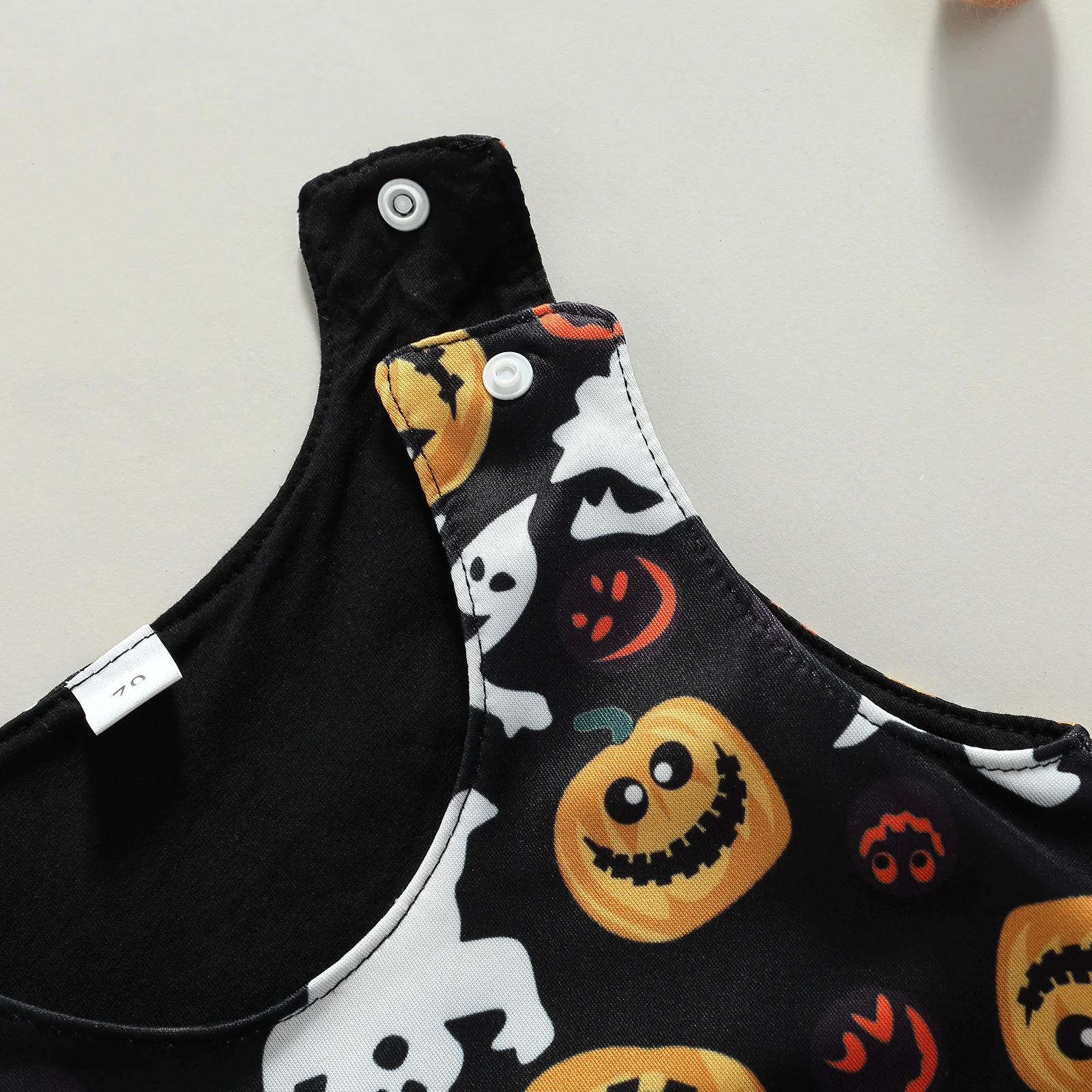 

Baby Romper Kids Halloween Pumpkin Print Round Neck Sleeveless Jumpsuit for Girls 0-24 Months