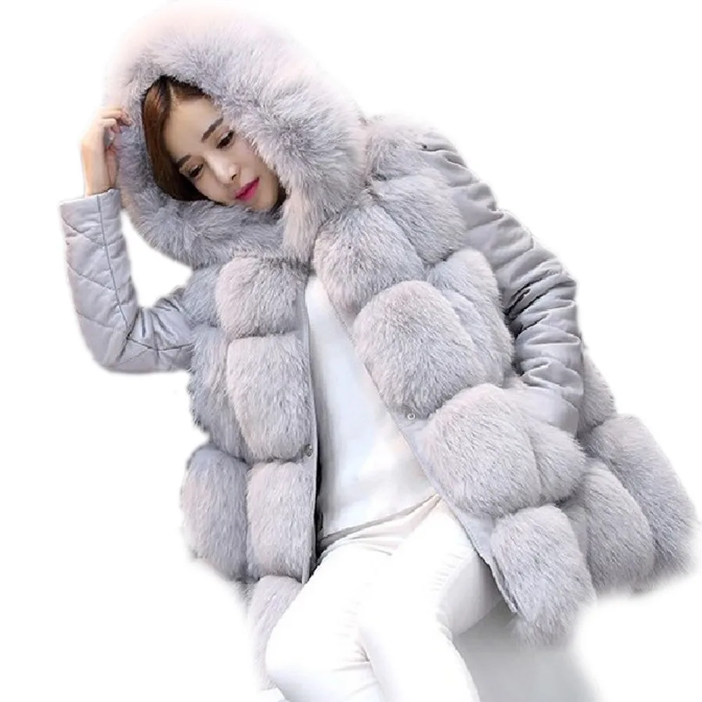 2019 Брендовое пальто из искусственного меха с капюшоном Женская куртка 8 цветов