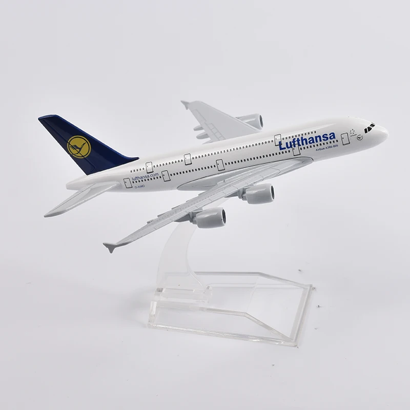 JASON TUTU-modelo de avi&oacute;n Lufthansa Airbus A380, 16cm, Metal fundido a presi&oacute;n, escala 1/400, colecci&oacute;n de regalos-2