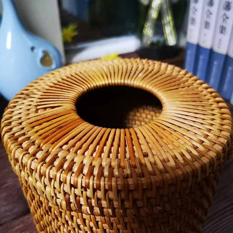 Factory wholesale Hua Fei Vietnam rattan tissue box pastoral napkin box Chinese paper roll paper contianer tissue box cover