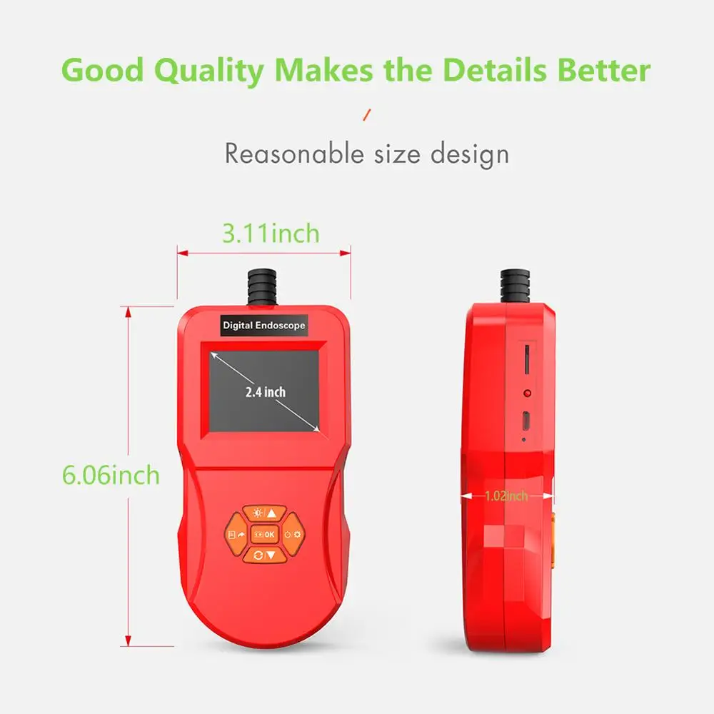 Эндоскоп промышленный ручной 2 4 дюйма IPS HD-экран водонепроницаемый IP67 |