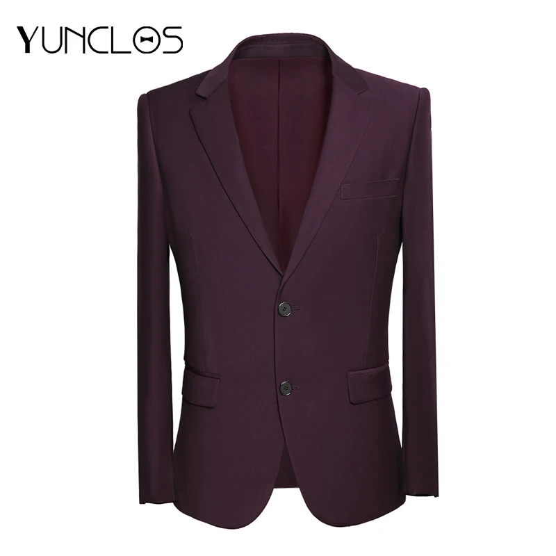 Деловой мужской однотонный Блейзер yunmoon деловой облегающий пиджак для деловых и