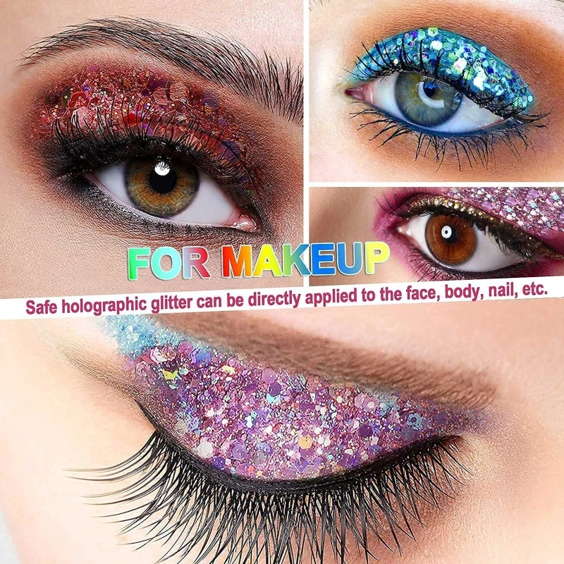 

Holographic Nail Art Sequins Chunky Glitter Colorful Sequins Iridescent Flakes Sticker Manicure Decoration Accessories