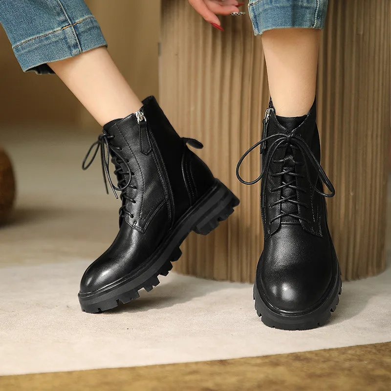 Женские ботильоны из натуральной кожи MORAZORA черные или Белые Повседневные на