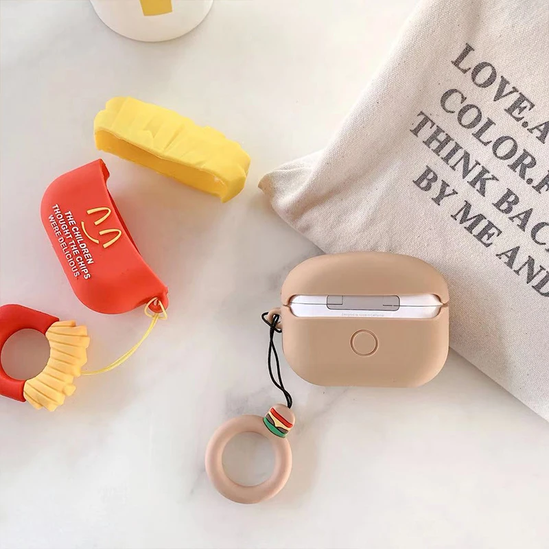 Силиконовый чехол с изображением картофеля фри гамбургера для Airpods Pro, беспроводной чехол с Bluetooth для apple airpod 3, силиконовый чехол, чехлы
