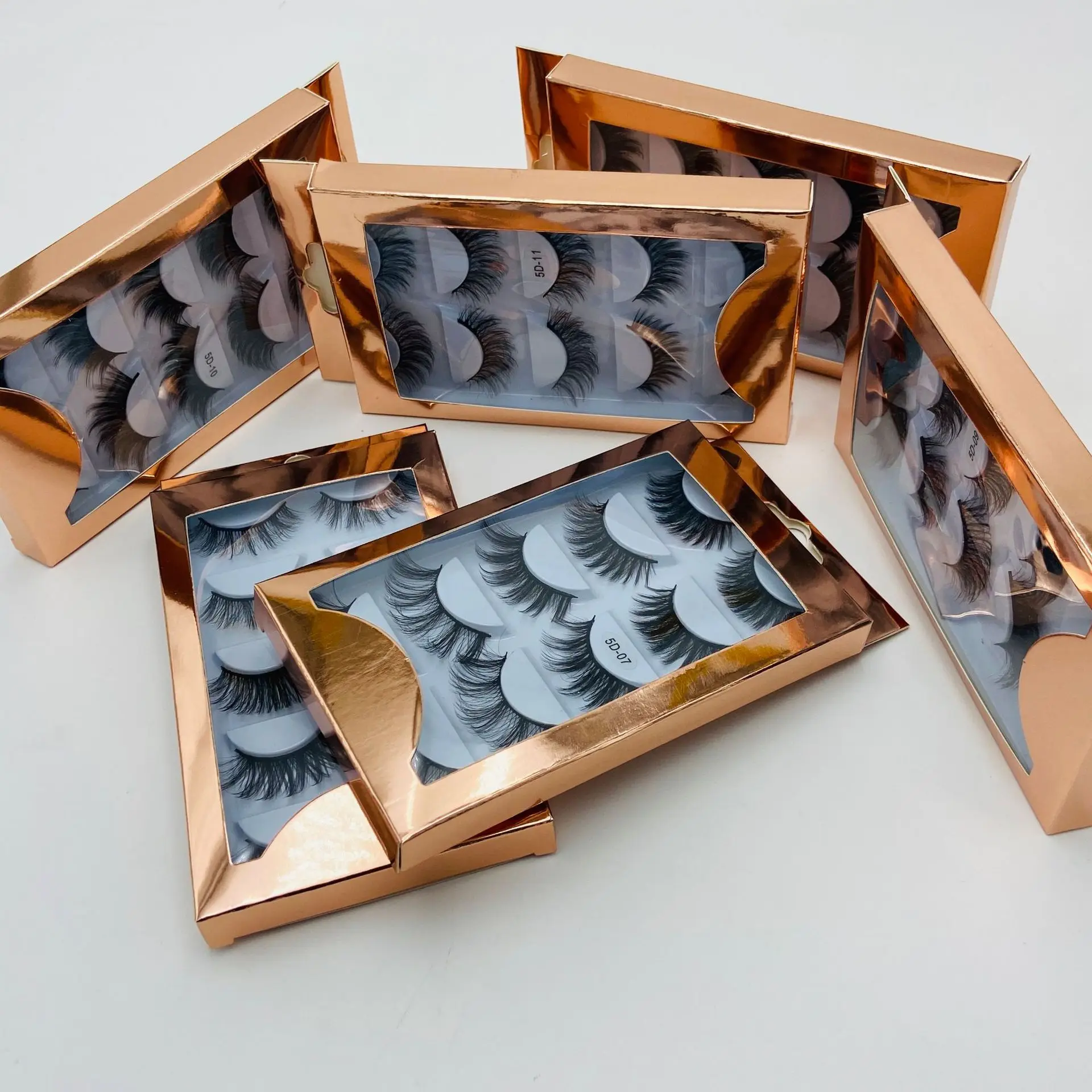 Natural Long Thick False Eyelashes 5 Pairs Set With Luxury Laser Packing Handmade Fake Lashes Mink 20 Sets/lot DHL Free