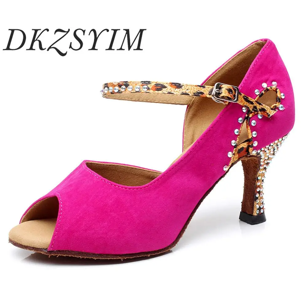 DKZSYIM/женская Танцевальная обувь из замши для латинских танцев Сандалии сальсы