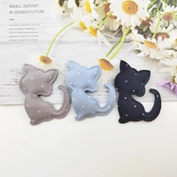 40pcs 3 54 5cm dot fabric cat padded appliques for babys handmade hair clip diy headwear decoration accessories wholesale