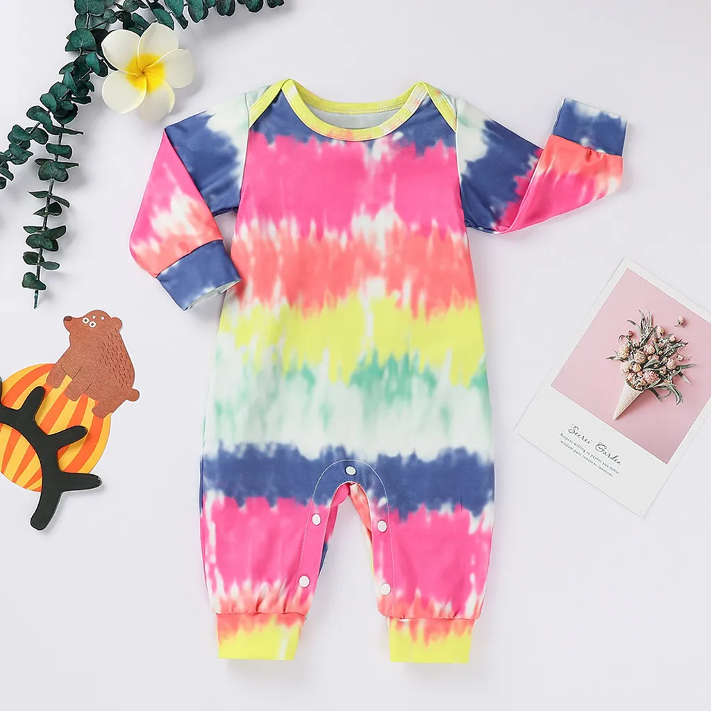 Для маленьких детей платье принцессы для девочек Радуга галстук окрашенные