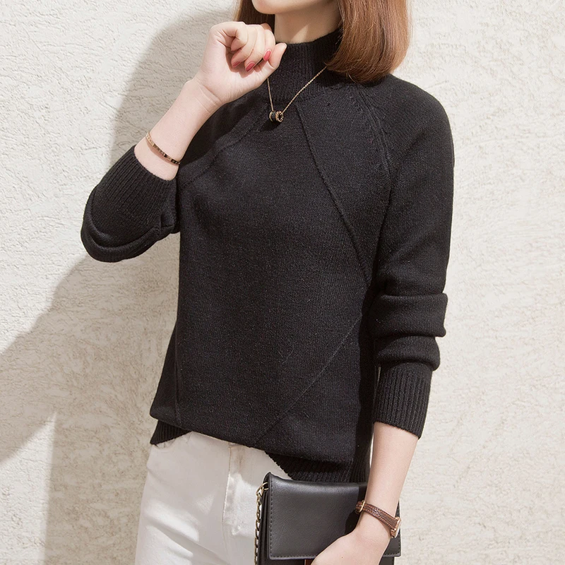 

Sweater Women Office Vintage Pullover Sweater Women Neck Sweater Female Black