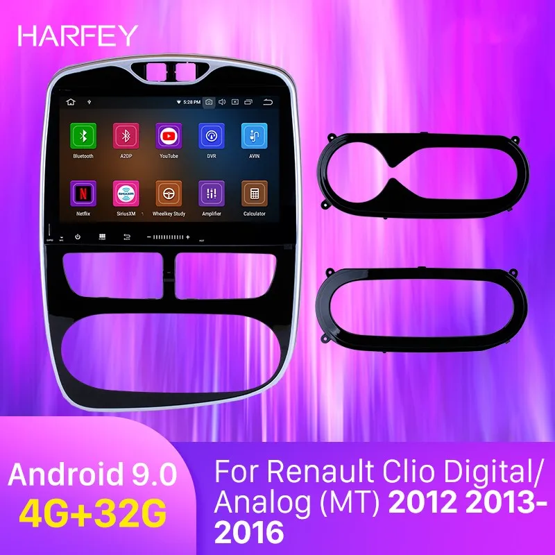 Harfey 10,1 дюймов Android 9,0 gps Navi HD сенсорный экран авто стерео Bluetooth для Renault Clio цифровой/аналоговый(MT) 2012 2013