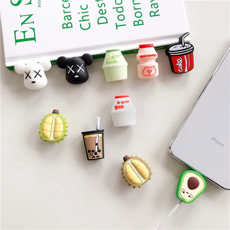 Cute 3D Model Cable Protector Cartoon Cola Soft Silicone Data Line Cord Protective Case Cover For iPhone Winder | Электроника