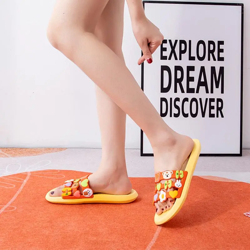 

Women's Slippers Cartoon Outdoor Girls Flip Flops Soft Sole Beach Sandals Leisure Men Ladies Indoor Bathroom Anti-slip Shoes