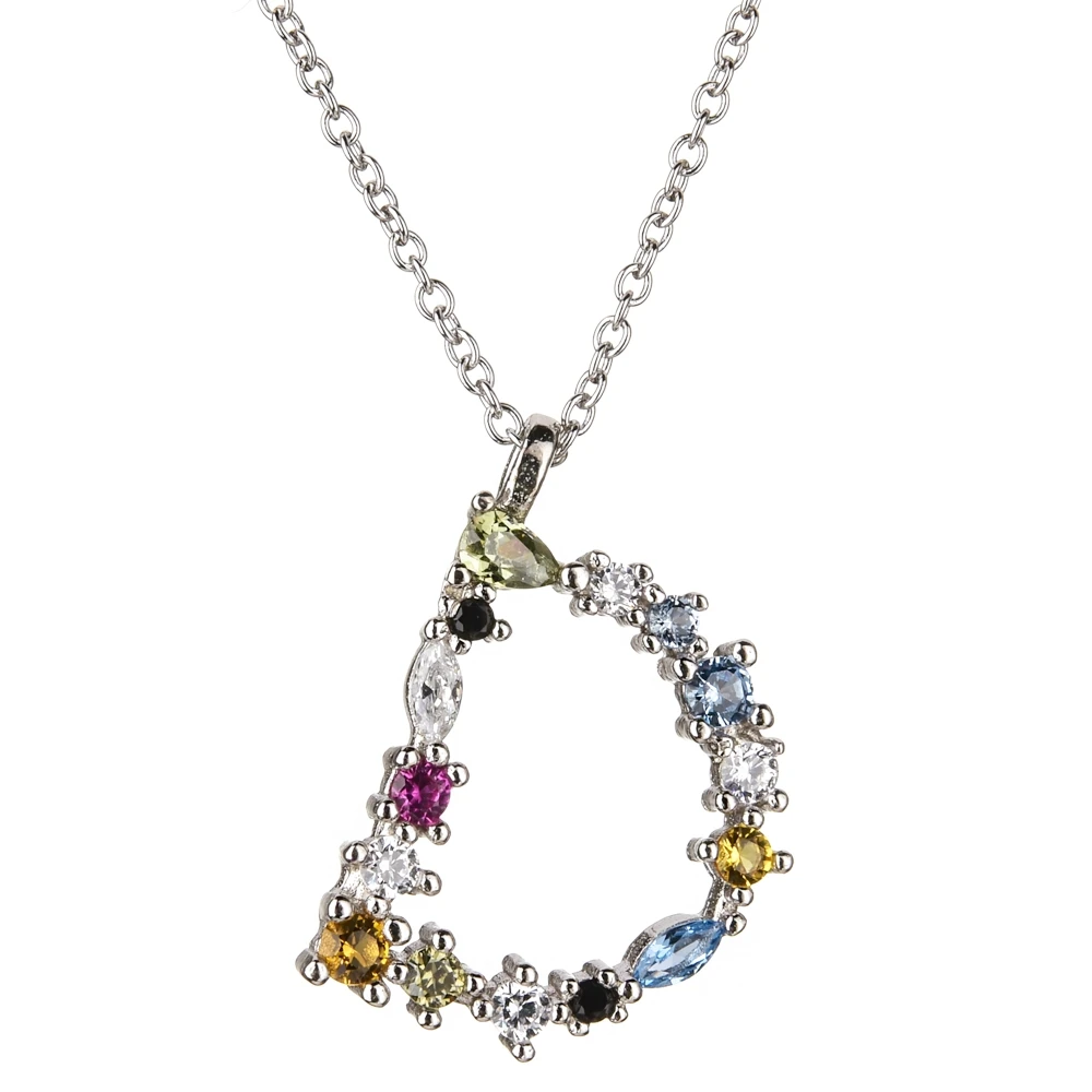 Silver D Altruist 925 пробы серебро I Am Initial C P кулон Nekclace Красочный Кристалл Мини-проба Длинная цепочка регулируемое ожерелье ювелирные изделия - Окраска металла: Silver D