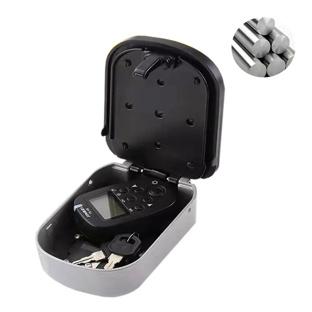 

Ящик для ключей настенный из алюминиевого сплава, сейф для ключей с 4 цифрами, Комбинированный Замок для ключей, комнатный и уличный ящик для...