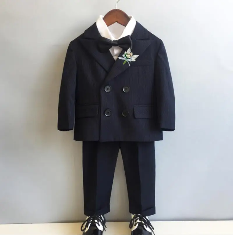 

Gentleman Boys Clothing Set Wedding Party Children Suit Kids Formal Tuxedo 5pcs/set Coat Vest Pants Shirts Tie Baby Boys Costume