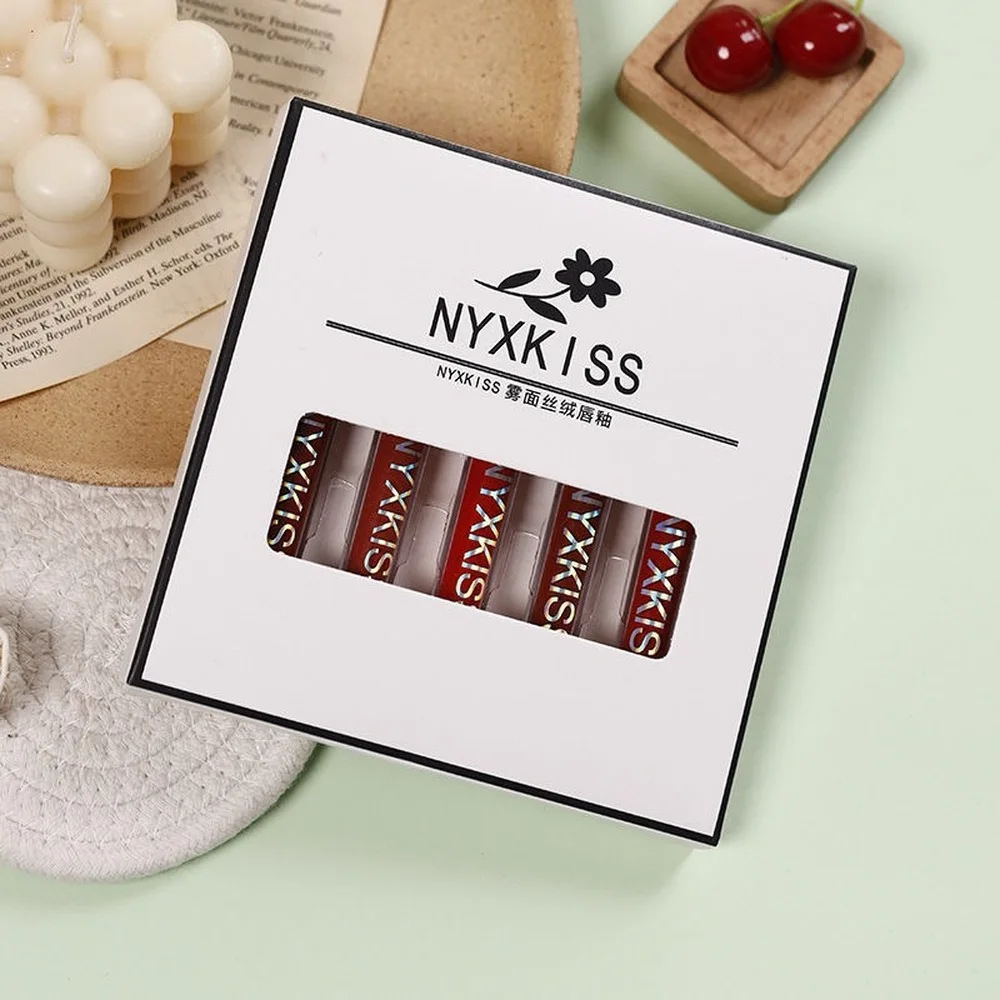 

Набор глазури для губ, 5 шт., изысканный и шелковистый, легко наносится, водонепроницаемый матовый нюдовый макияж, натуральный и стойкий Маки...