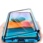 Магнитный флип-чехол на 360  для Xiaomi Redmi Note 10 Pro Note10 4G 10Pro 10s, двухсторонний стеклянный абсорбирующий бампер с металлическими краями