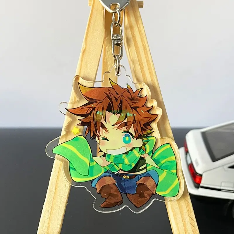 

6CM Adventure Acrylic Keychain Key Holder Pendant Cartoon Anime Jotaro Kujo Figure Keyring Gifts JoJos Bizarre Accessories