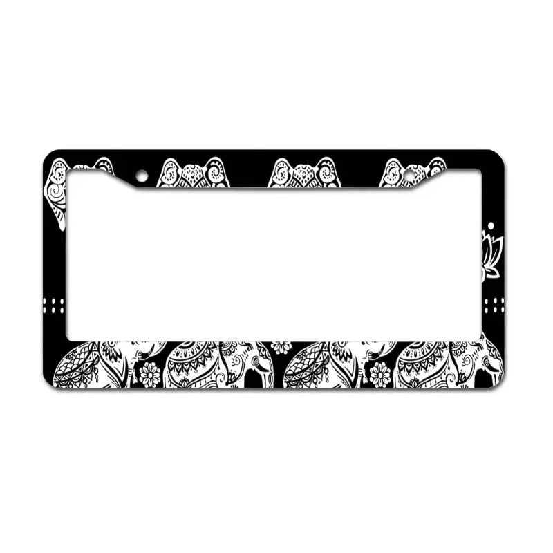

Peceeta Elephant Lotus License Plate Frame 2 Holes 1 Frame Matte Aluminum Stainless Metal Car Tag Cover Holder white 16x31cm