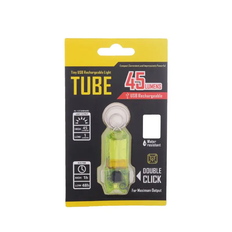 Светодиодный мини брелок Электрический фонарь с зарядкой от USB 45 лм 2 режима для