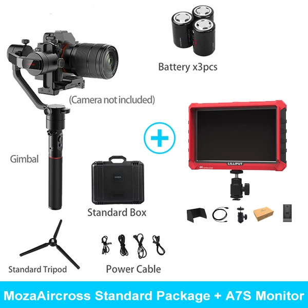 MOZA Aircross ручной карданный стабилизатор steadicam для беззеркальной камеры до 1,8 кг для sony A6000 RX100 A7 серии Pana GH4/5 - Цвет: add A7S monitor