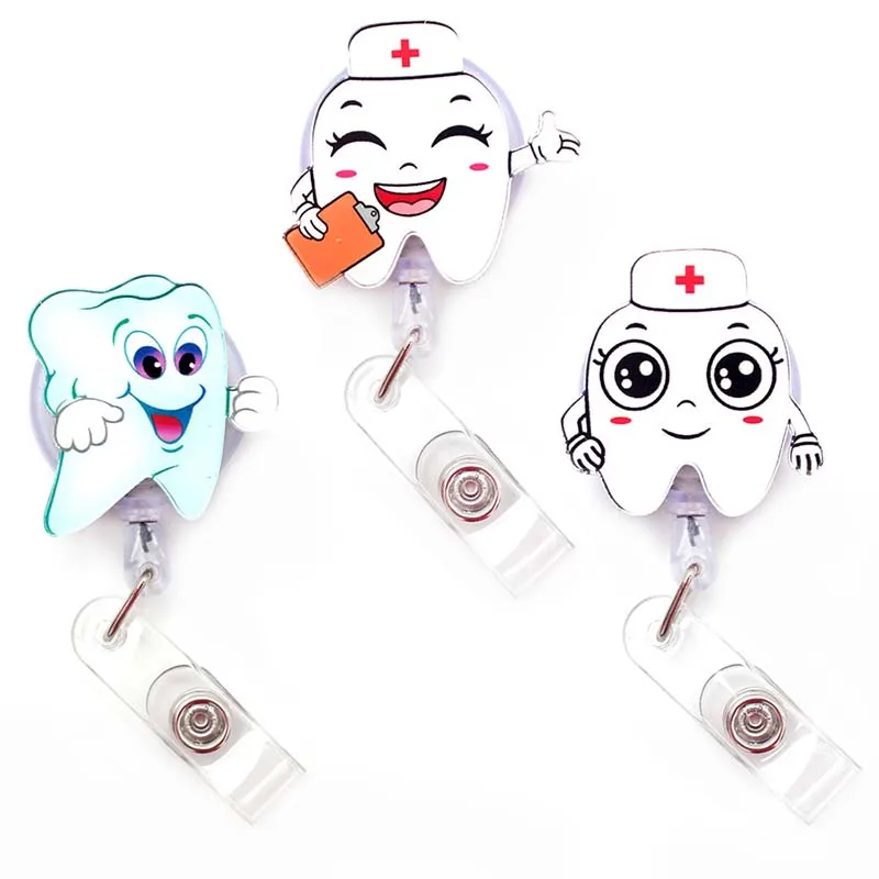 

Cartoon Cute Dentist Nurse Retractable Pull Badge Reel ID Lanyard Name Tag Card Badge Holder Reels doctor nurse supplies