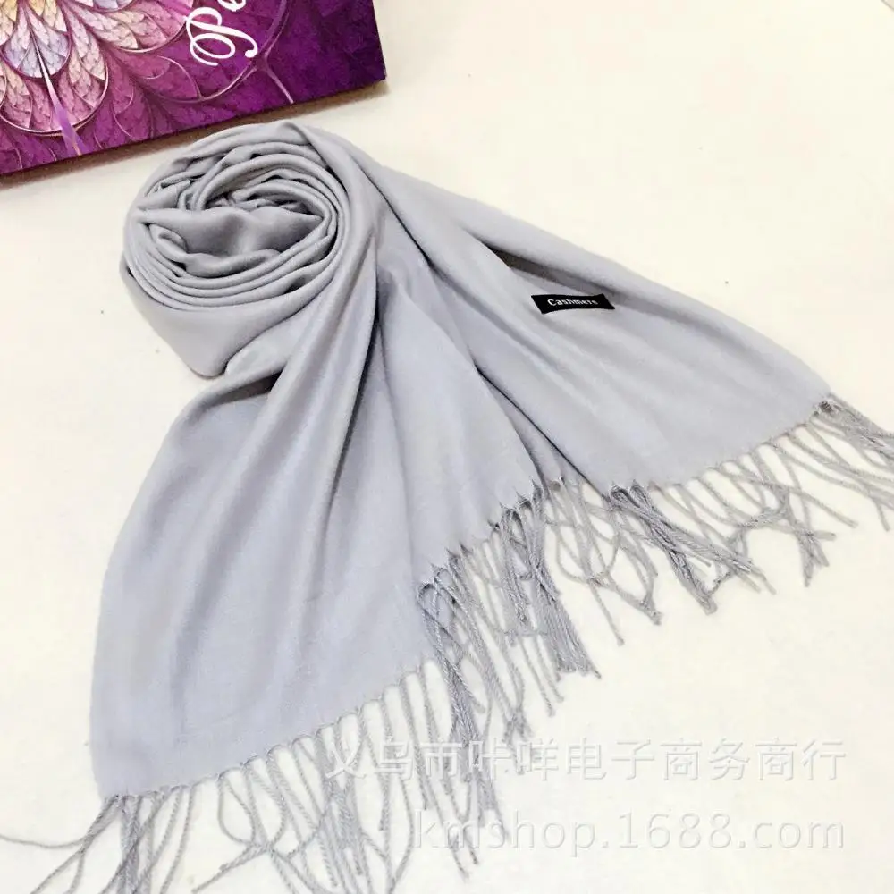 Новинка 2019 зимний женский кашемировый однотонный теплый толстый шарф пашмины