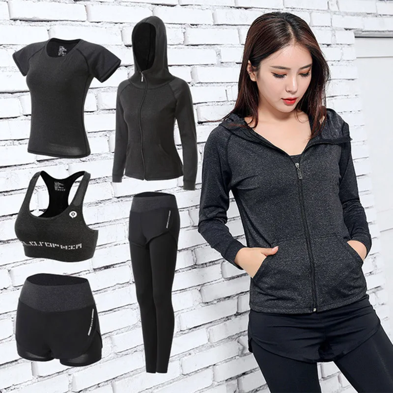 

Gym Five 5 Piece Set Workout Clothes for Women Sports Bra and pants Sports Wear for Women Gym Clothing Athletic Yoga Set S-3XL