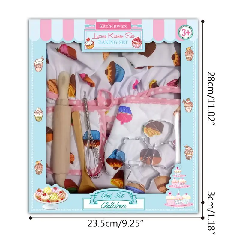 

Girls Gifts Age 3-8, Girls Kids Chef Costume Girls Kids Chef Apron and Hat Set