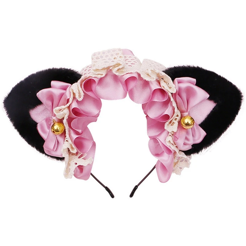 

Bell Head Hoop Sweet Hair Band Lace Ribbon Headdress Lolita Accessories Kawaii Girls Lolita Headband Cat Ears Bow Tie