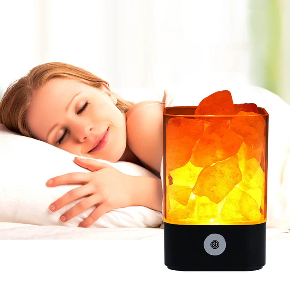 

Himalayan Salt Tabletop Accessories Home Decor Crystal Lamp Night Light USB Free Standing Reading Atmosphere Bedroom Bedside