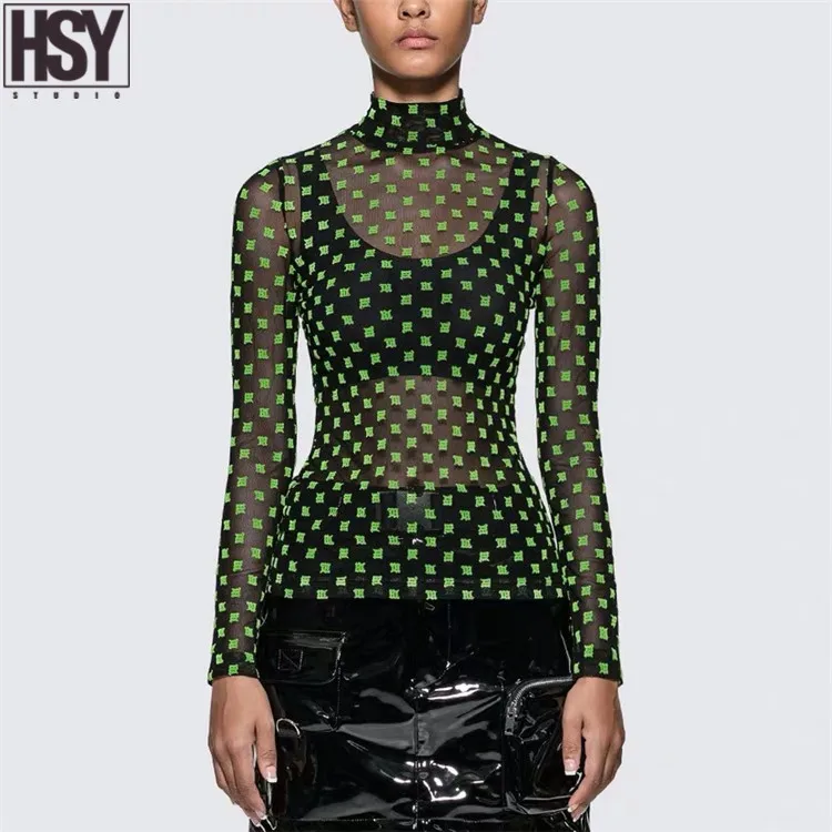 【HSY】2019 Осенняя Новая женская уличная базальная верхняя зеленая трехмерная