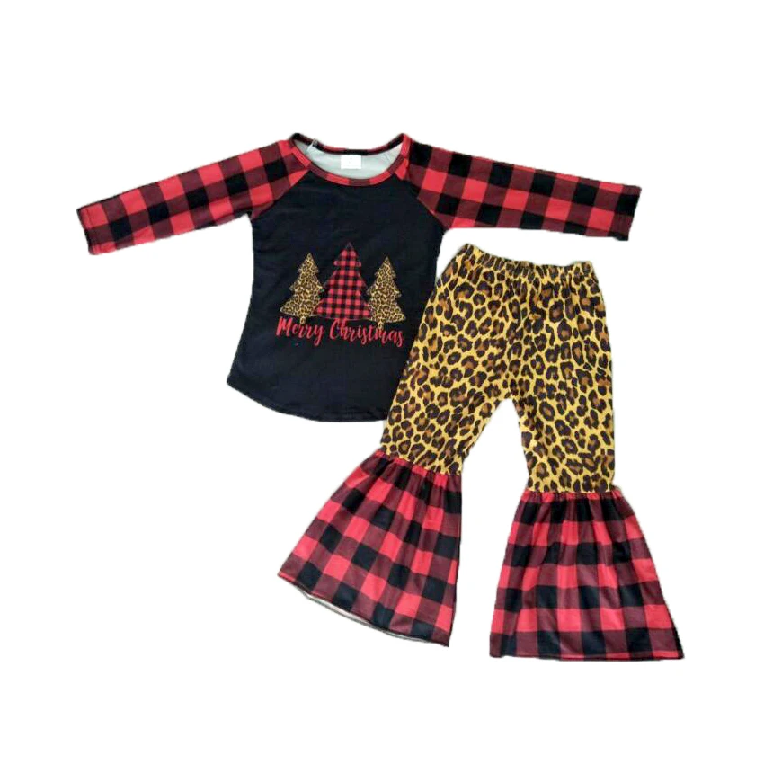 Новинка 2019 Рождественская Одежда для девочек с длинными рукавами красно-черная
