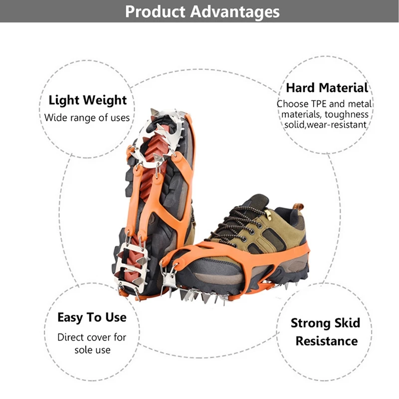 Шипы для обуви с 18 зубами противоскользящие шипы скалолазания снега Когти