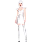 2022 костюмы, красивая девушка, костюм на Хэллоуин, космос, планета, человек, лакированная кожа, Униформа, серебристый цвет, сексуальный костюм, выступление на сцене