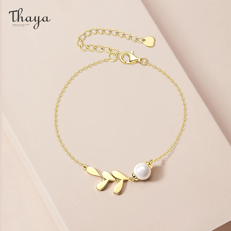 Thaya подлинный браслет из серебра 925 пробы с пресноводным жемчугом 14 к